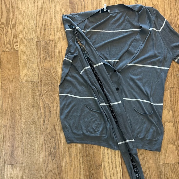 Grey and white striped Cardigan Sweater - Picture 5 of 12